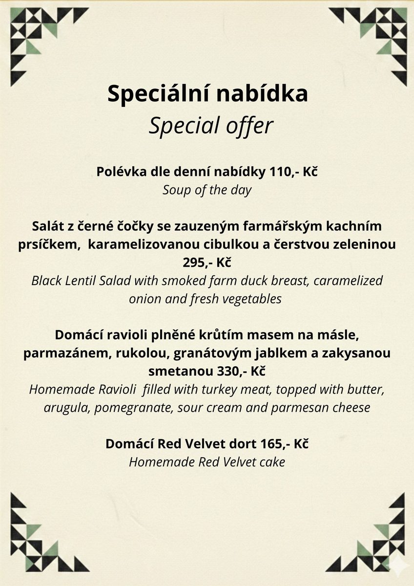 Speciální nabídka / Special offer